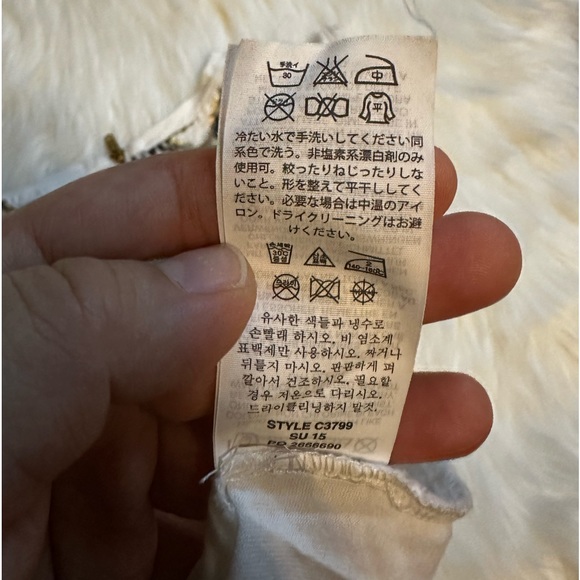 EUC J Crew XS sleeveless linen/cotton top w/ beautiful leaf w/gold accent print - Picture 11 of 14